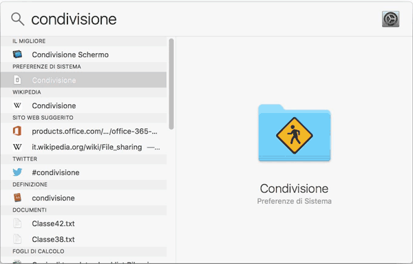 Impostazioni di condivisione su Mac OS X