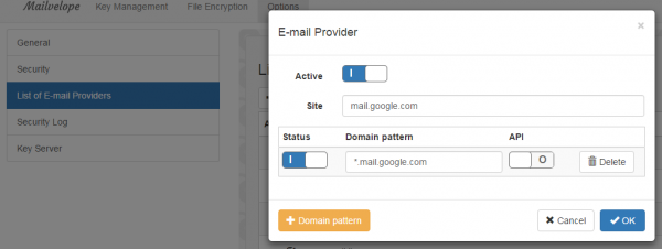Aggiunta e attivazione del provider Gmail