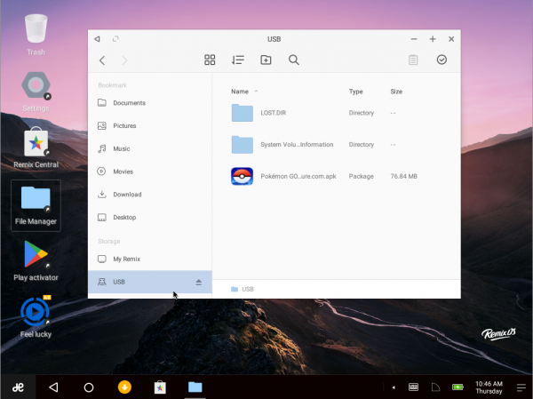 Apertura della pendrive USB su Remix OS