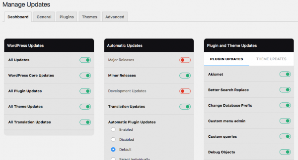 Easy Updates Manager settings