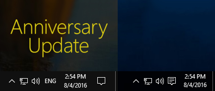Barra delle applicazioni prima e dopo l'Anniversary Update di Windows 10