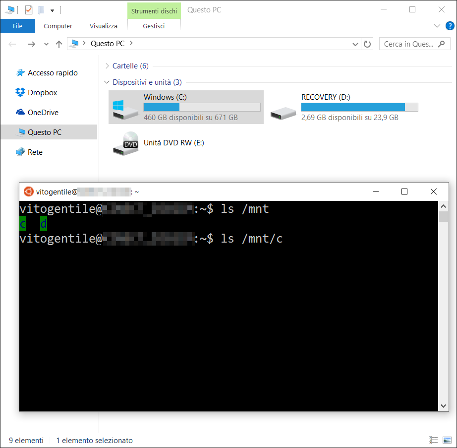 Accedere ai file di Windows da Bash