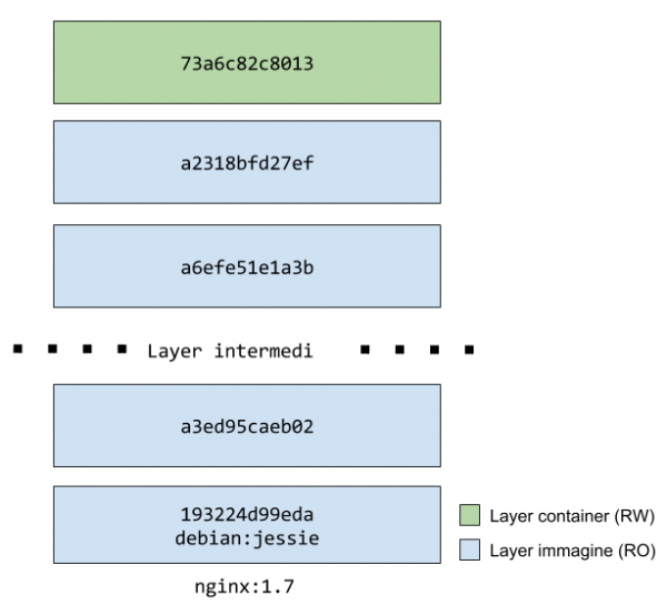 Layer di un container Docker, nello specifico un container nginx:1.7