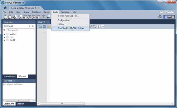 Accedere alle MySQL Utilities tramite MySQL Workbench