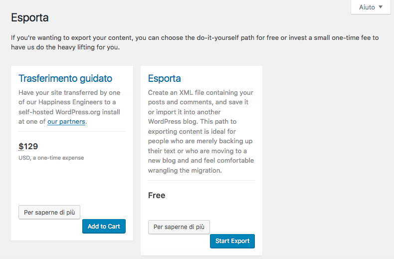 Esporta da WordPress.com