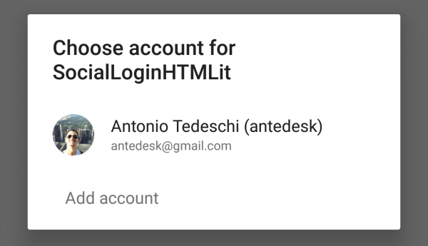 Schermata di selezione dell’account Google
