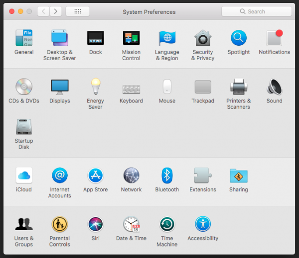 Preferenze di Sistema in Mac OS