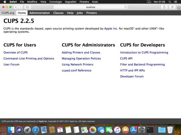 Interfaccia web di CUPS