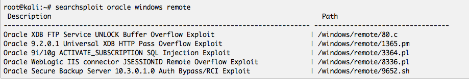 Output di searchsploit su Exploitdb