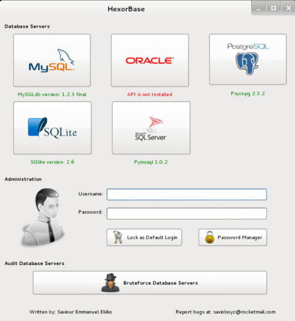 Interfaccia grafica di HexorBase