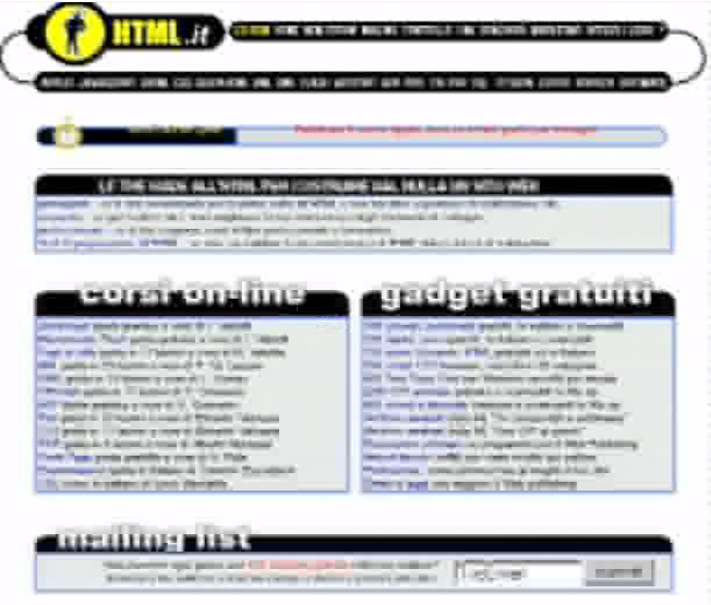 Il layout di HTML.it nel 1998
