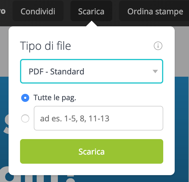 Esportazione delle slide in PDF con Canva