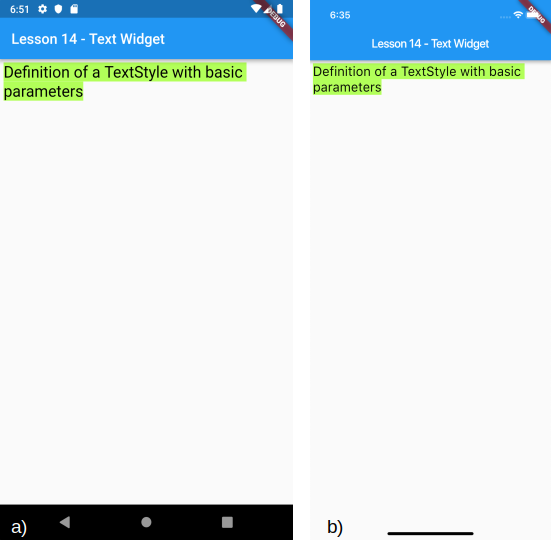 Visualizzazione di un Text widget con uno specifico stile