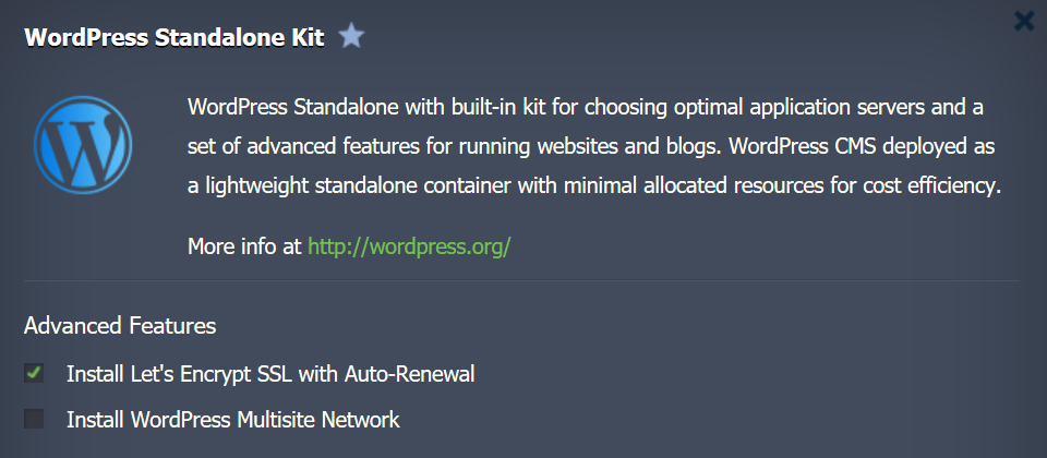 Installazione del WordPress Standalone Kit su Jelastic