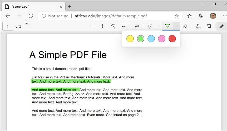 PDF highlighter su Microsoft Edge