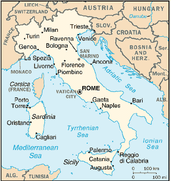 Cartina dell'Italia