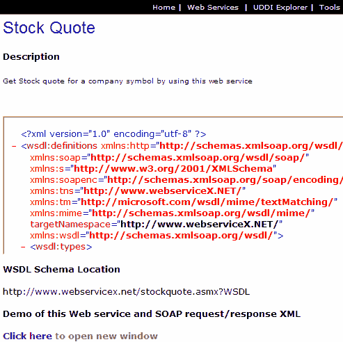 Descrizione del servizio Stock Quote