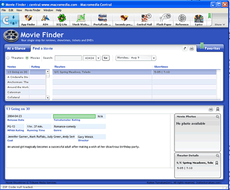 L'applicazione Movie Finder mentre gira sul desktop