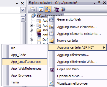 Aggiungere la cartella App_LocalResources