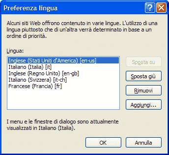 Impostazione della lingua en-US nel browser