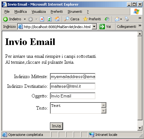 Form per invio email