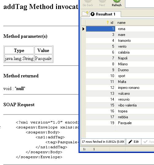 Test del metodo addTag e query sul database