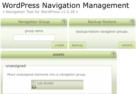 L'interfaccia di WordPress Navigation List