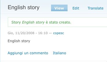 La storia tradotta in inglese