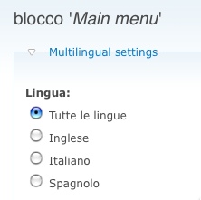 La pagina principale del nuovo menu