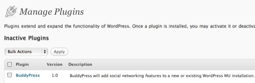 buddypress plugin inattivi