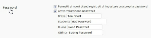 Attiviamo valutazione password