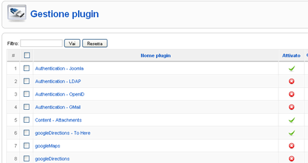 gestione plugin Joomla