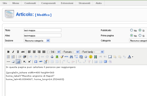 Inseriamo la mappa in un articolo