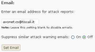 Email a cui inviare gli attacchi