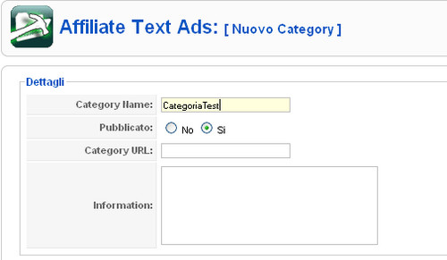 Affiliate Text Ads nuova categoria