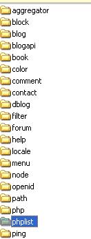 La directory phplist all'interno di modules