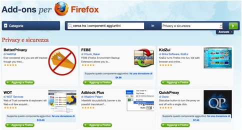 Estensioni sicurezza Firefox