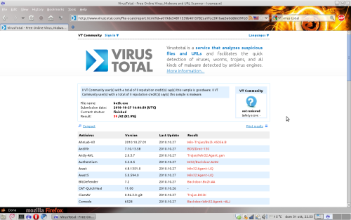 VirusTotal risultato scansione
