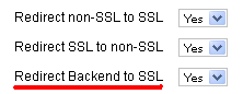 Redirect Backend to SSL