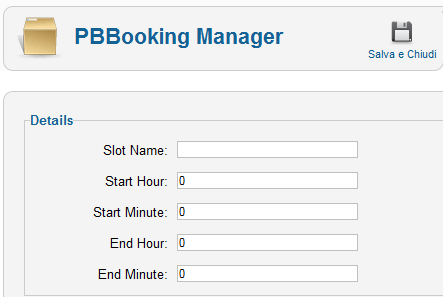 Timeslot in PBBooking