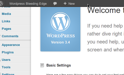 WordPress 3.4 admin bar