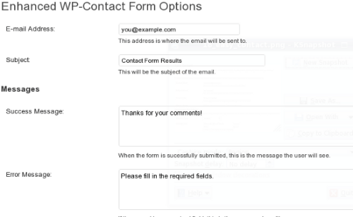 Figura 2. Enhanced WP Contact Form - configurazione