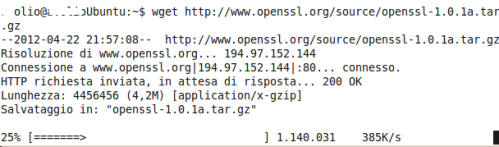 Scarichiamo il pacchetto compresso di OpenSSL