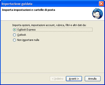 Importazione account e rubrica