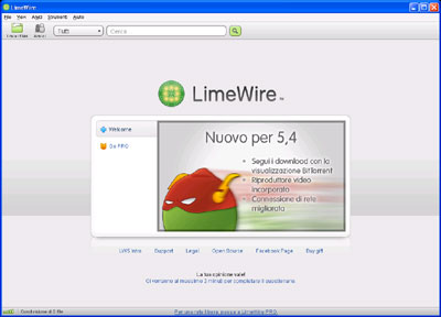 Interfaccia LimeWire Basic