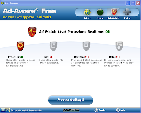 Ad-Aware Free Internet Security: Sezione Ad-Watch Live!