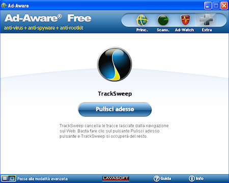 Ad-Aware Free Internet Security: Sezione eliminazione tracce navigazione web
