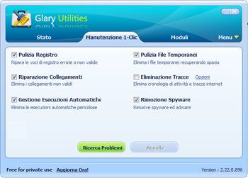 Glary Utilities: Interfaccia utente