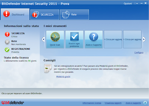 BitDefender Internet Security 2011: Interfaccia utente intermedia