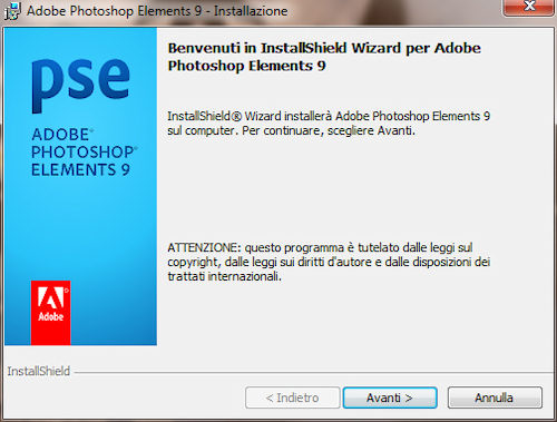 Installazione di Adobe Photoshop Elements 9
